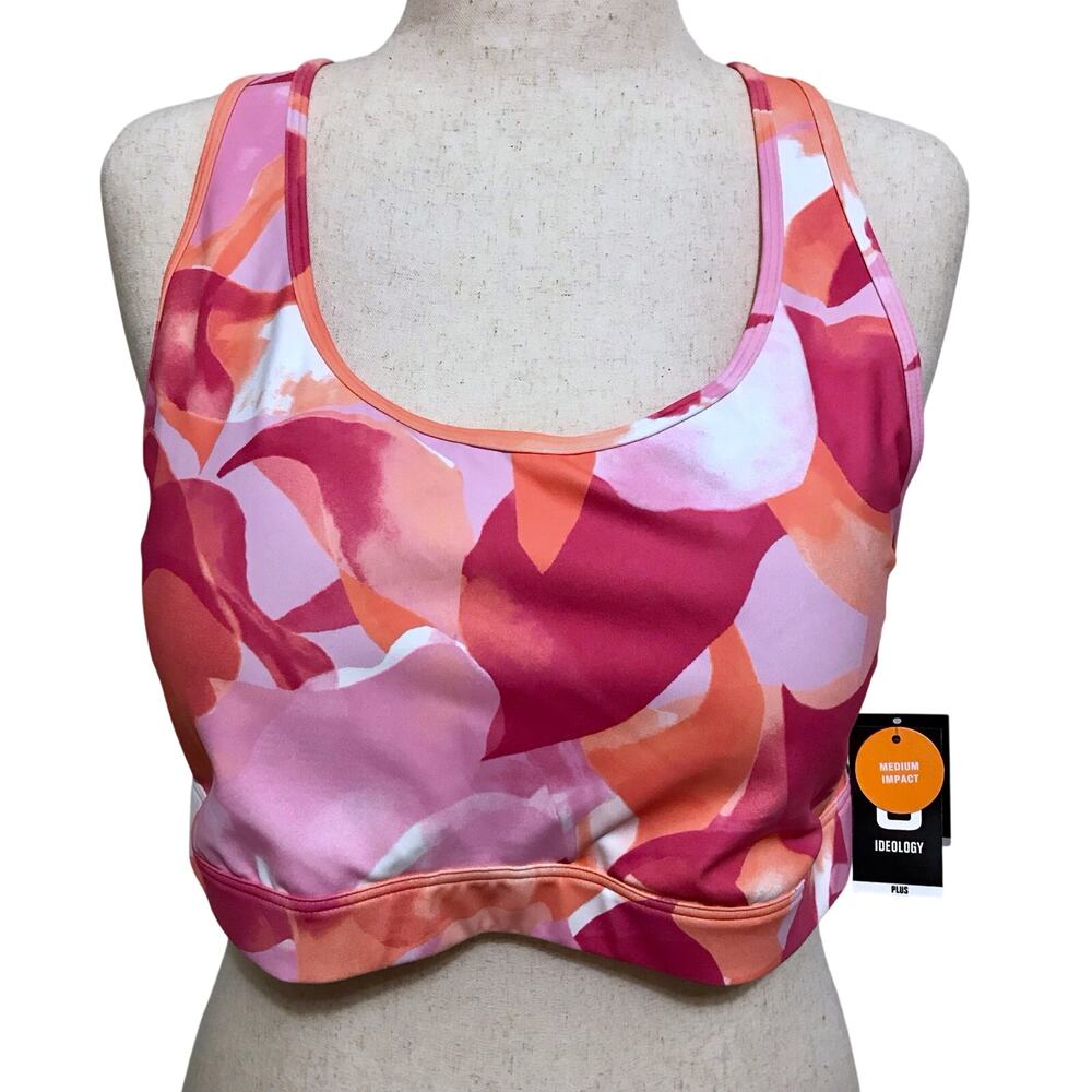 Ideology NWT Pink Floral Sports Bra Women 3X
